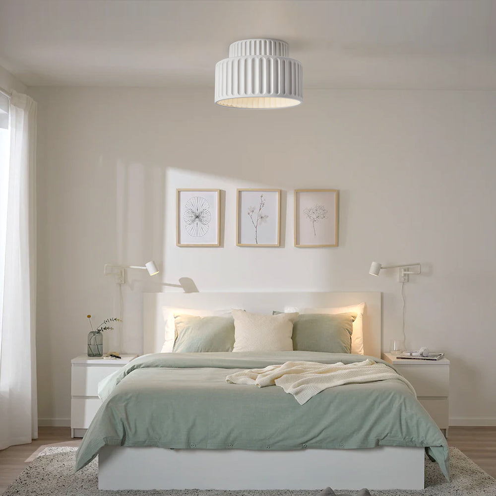 RibbedGlow | Stylish Retro Resin Flush Mount Ceiling Light Fixture 2