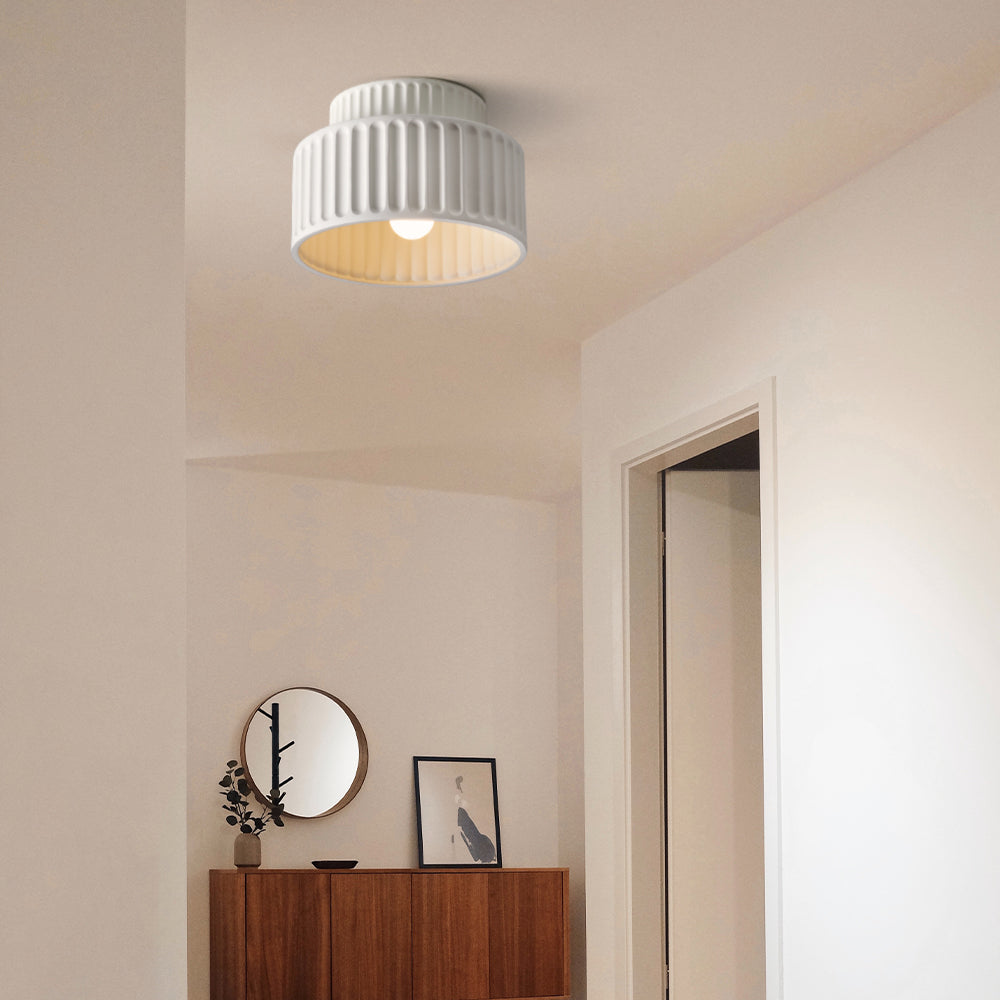RibbedGlow | Stylish Retro Resin Flush Mount Ceiling Light Fixture 3