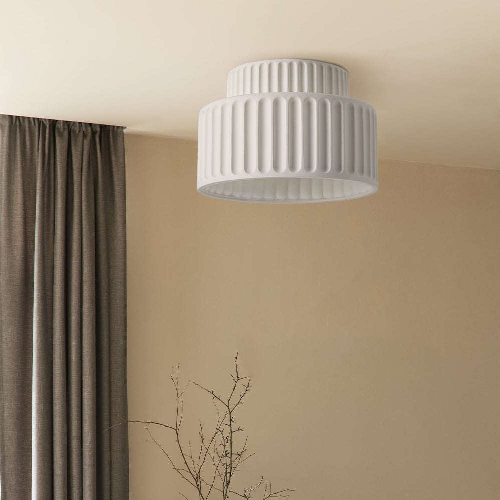 RibbedGlow | Stylish Retro Resin Flush Mount Ceiling Light Fixture 4
