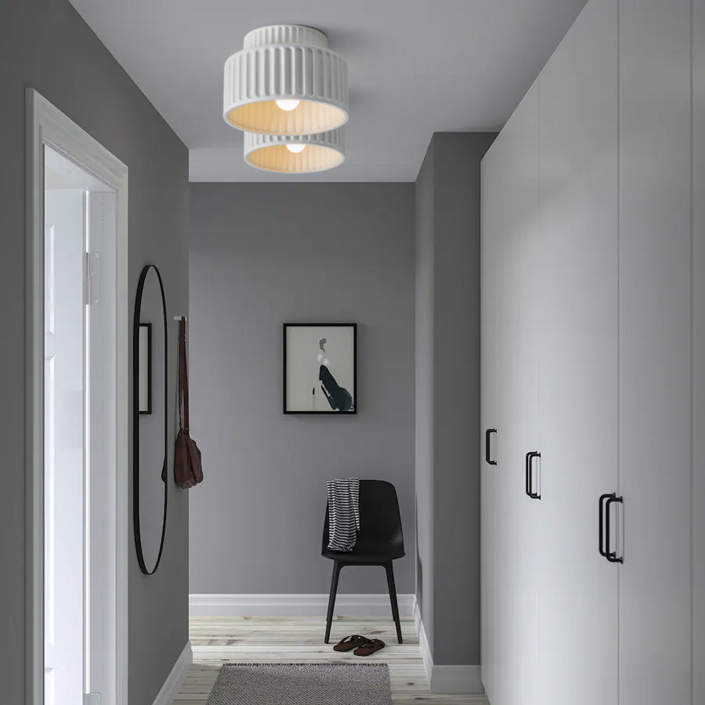 RibbedGlow | Stylish Retro Resin Flush Mount Ceiling Light Fixture 5