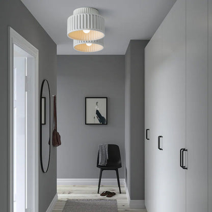 RibbedGlow | Stylish Retro Resin Flush Mount Ceiling Light Fixture 5
