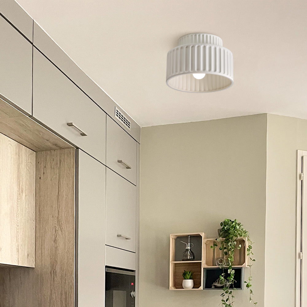 RibbedGlow | Stylish Retro Resin Flush Mount Ceiling Light Fixture 6