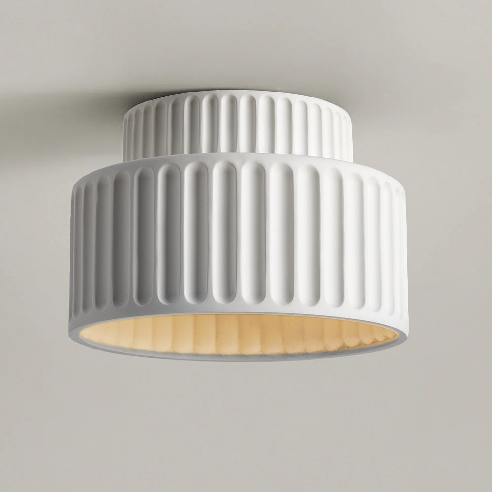RibbedGlow | Stylish Retro Resin Flush Mount Ceiling Light Fixture 7