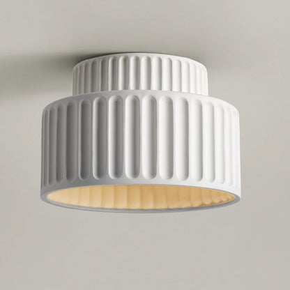 RibbedGlow | Stylish Retro Resin Flush Mount Ceiling Light Fixture 7