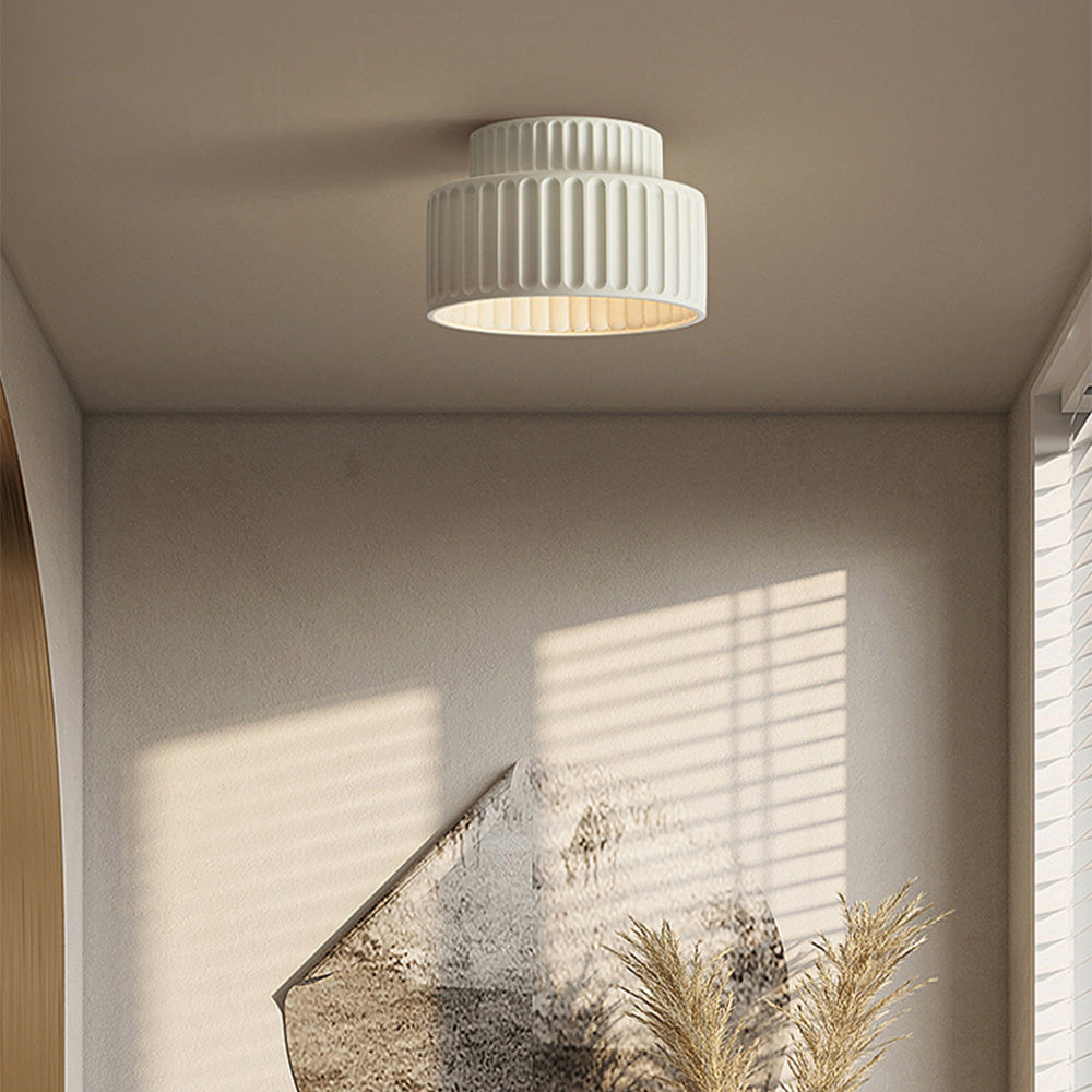 RibbedGlow | Stylish Retro Resin Flush Mount Ceiling Light Fixture 8