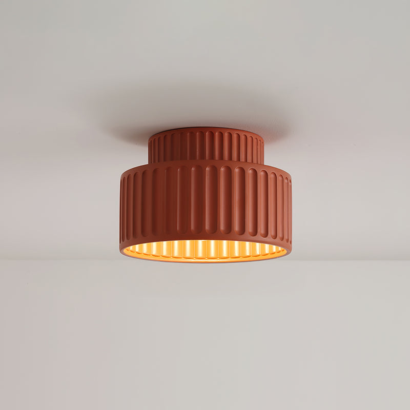RibbedGlow | Stylish Retro Resin Flush Mount Ceiling Light Fixture 9