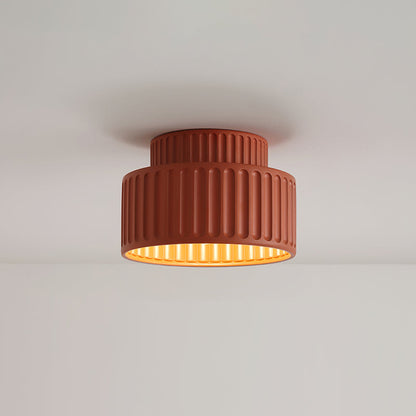 RibbedGlow | Stylish Retro Resin Flush Mount Ceiling Light Fixture 9