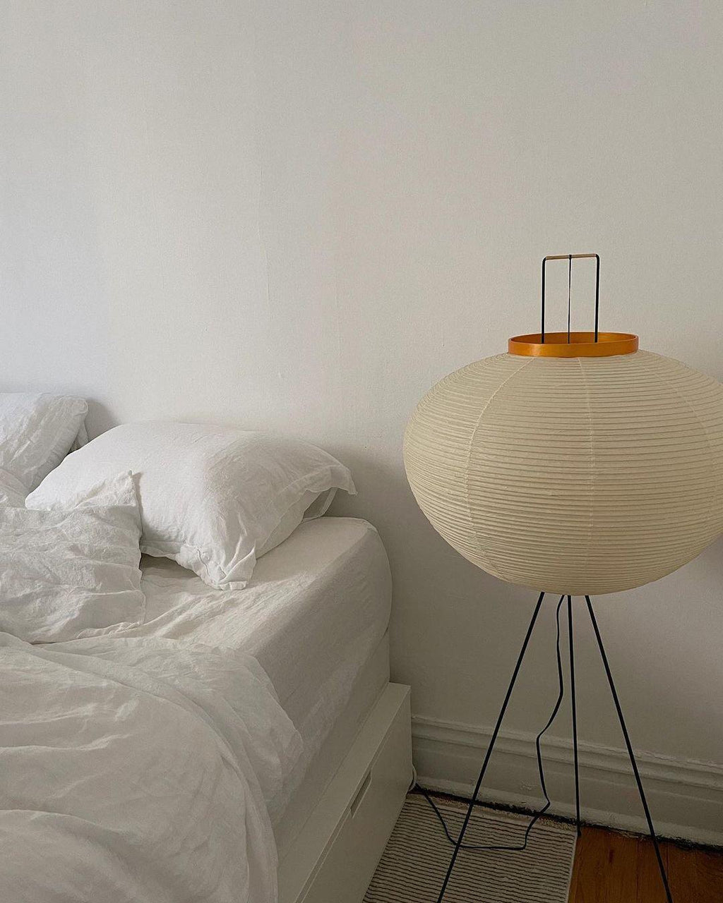 Warm White Paper Floor Lamp with Soft Lighting