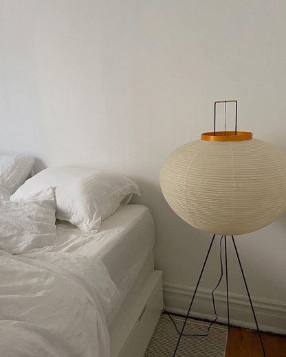 Warm White Paper Floor Lamp with Soft Lighting