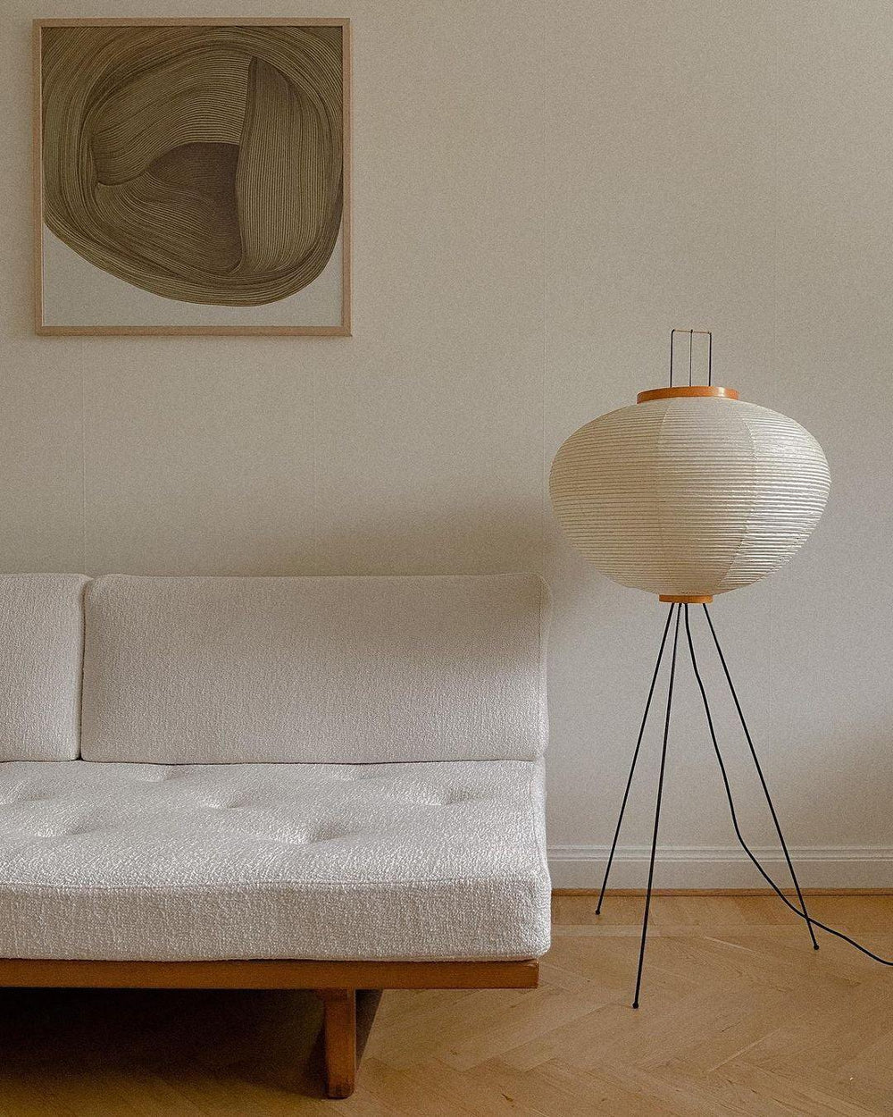 Warm White Paper Floor Lamp with Soft Lighting