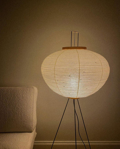 Warm White Paper Floor Lamp with Soft Lighting