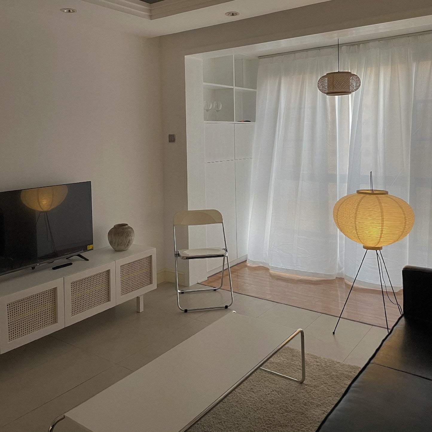 Warm White Paper Floor Lamp with Soft Lighting