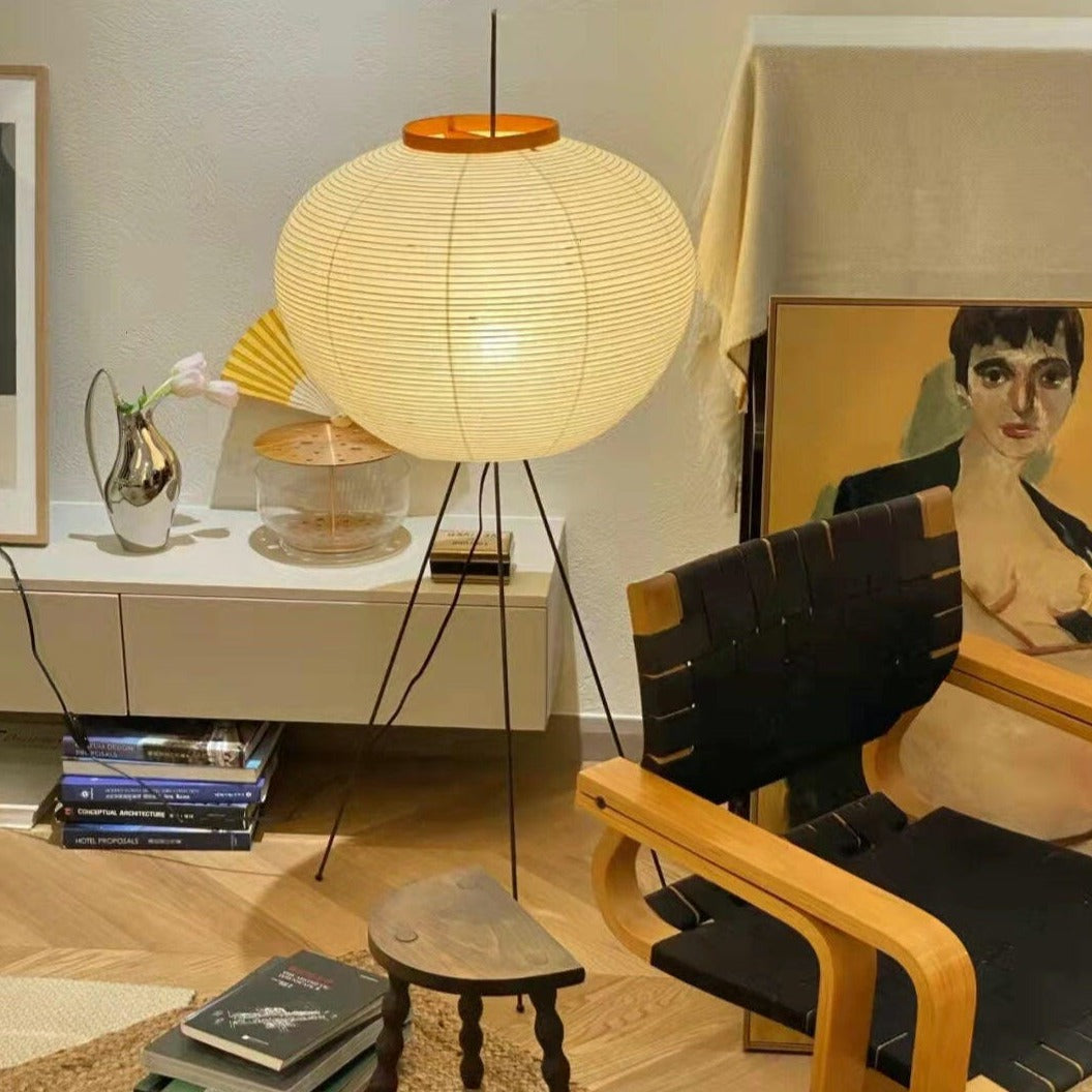 Warm White Paper Floor Lamp with Soft Lighting