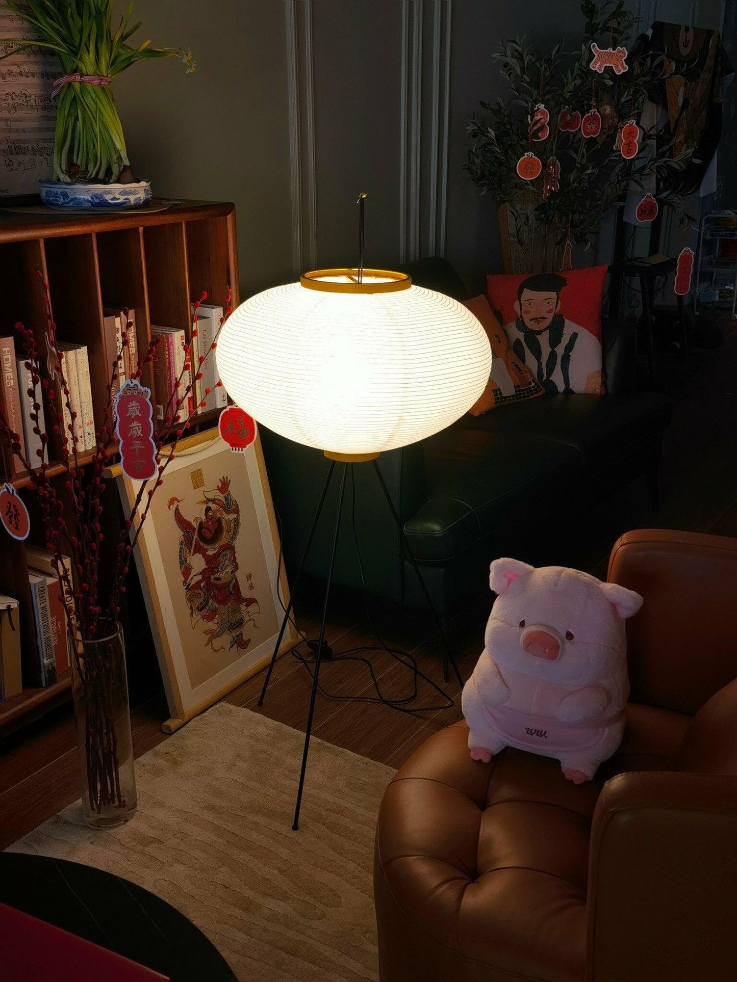 Warm White Paper Floor Lamp with Soft Lighting