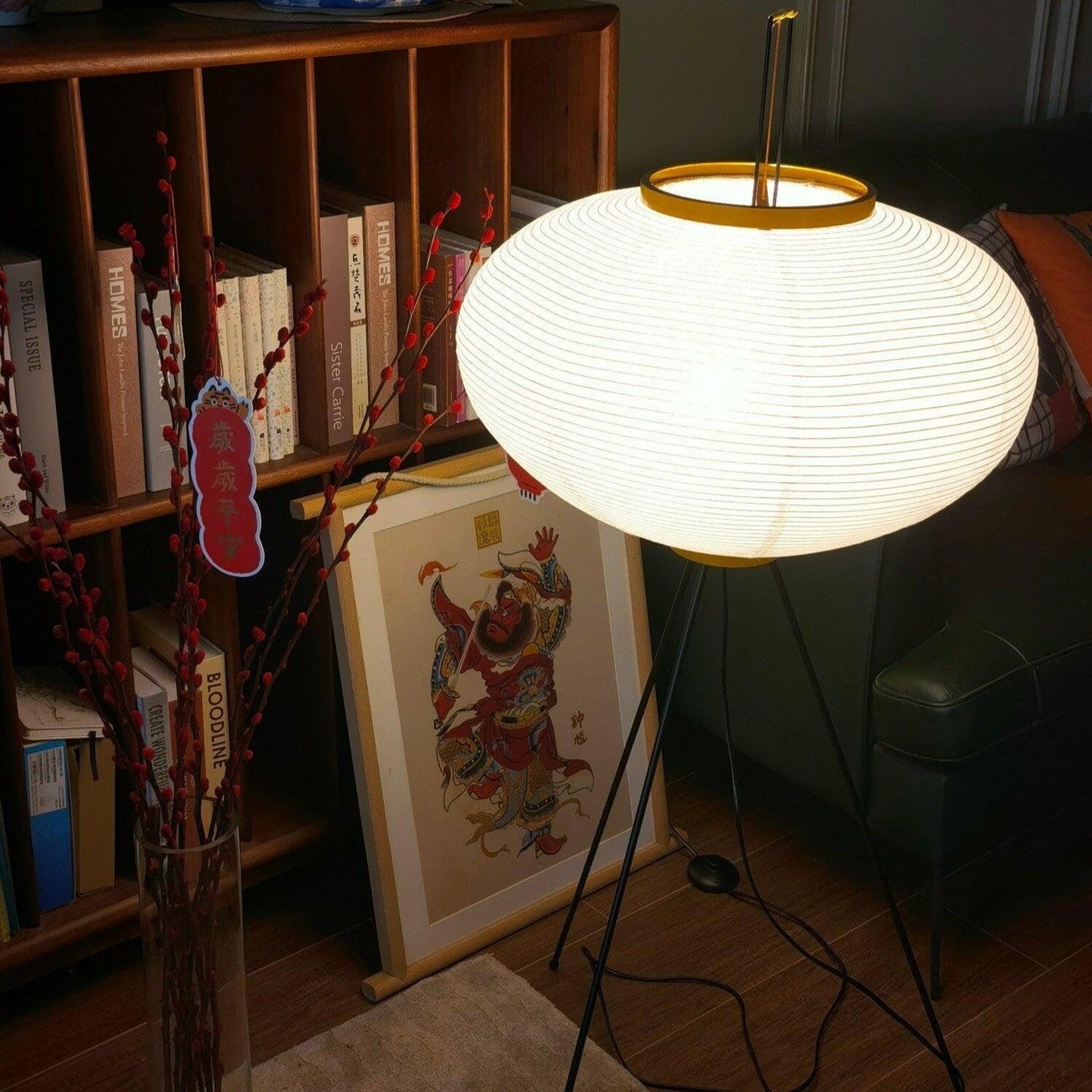 Warm White Paper Floor Lamp with Soft Lighting