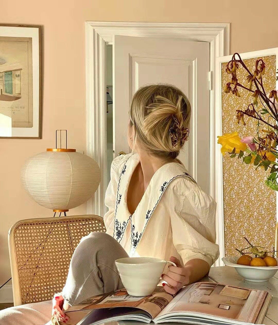 Warm White Paper Floor Lamp with Soft Lighting