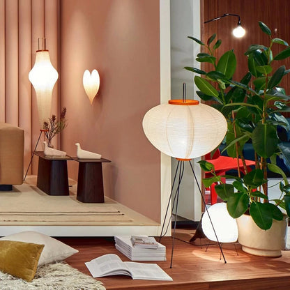 Warm White Paper Floor Lamp with Soft Lighting - Lusomart