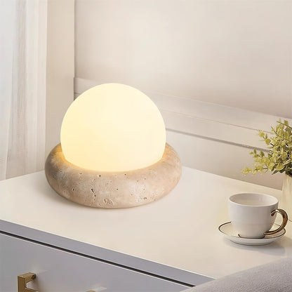 Small Round Stone Desk Lamp