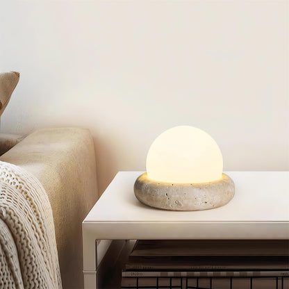 Small Round Stone Desk Lamp