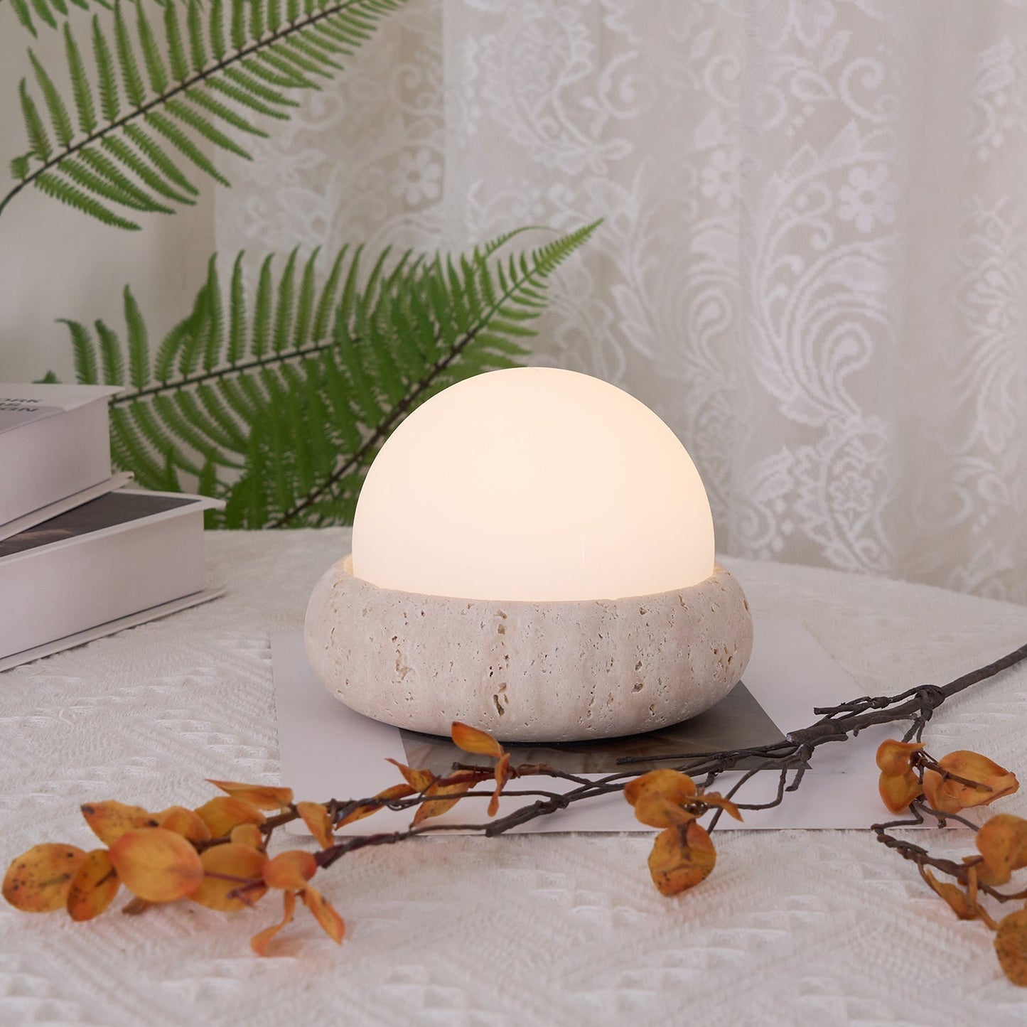 Small Round Stone Desk Lamp