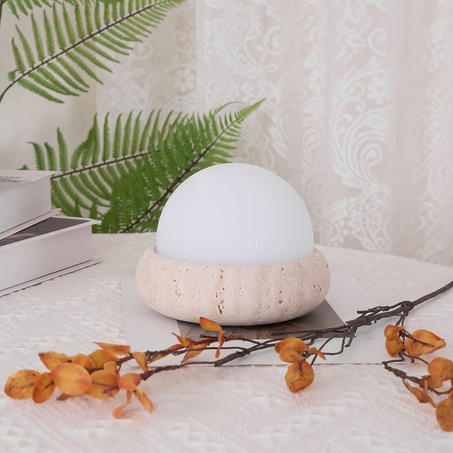 Small Round Stone Desk Lamp