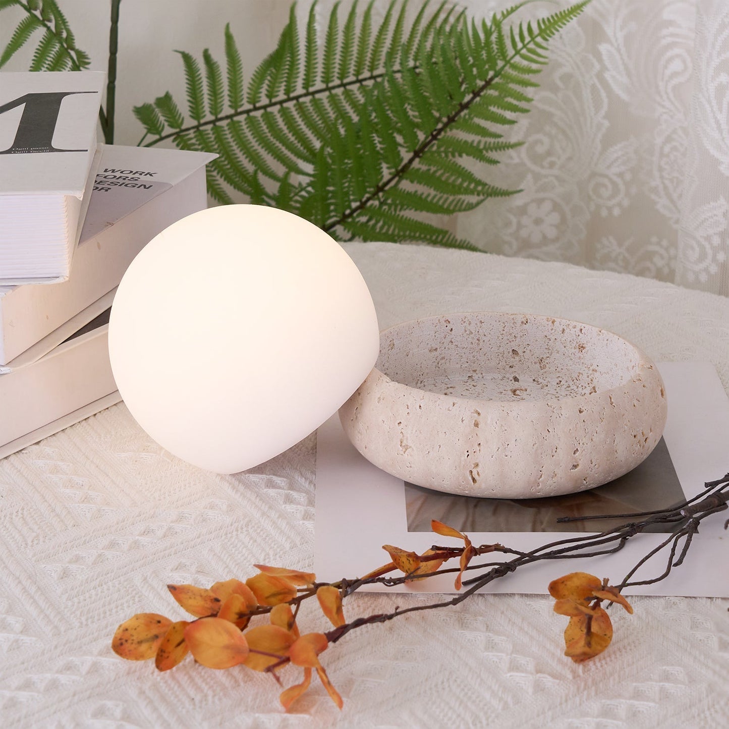 Small Round Stone Desk Lamp
