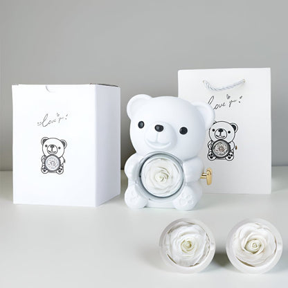 Luxury Bear Rose Wooden Jewelry Case