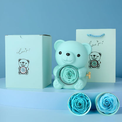 Luxury Bear Rose Wooden Jewelry Case