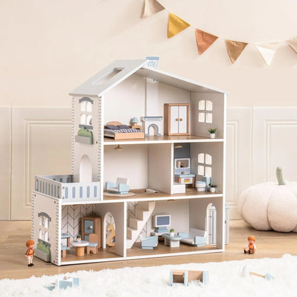 RoomyHaven™ – Wooden Dollhouse with 6 Rooms – Creative Playhouse for Kids 5