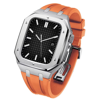 Soft Silicone Strap Stainless Steel Apple Watch Case Kit