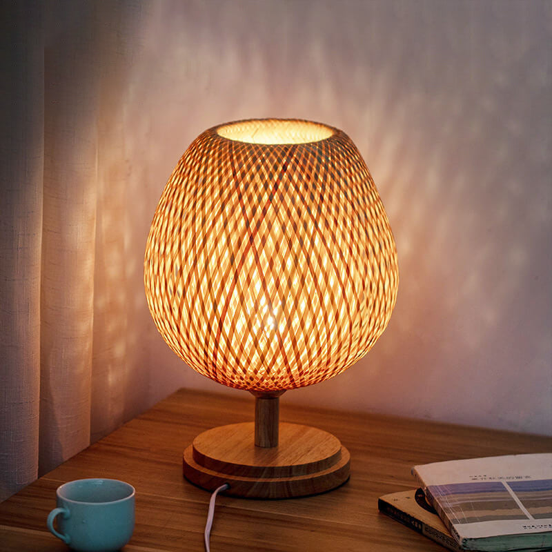 Natural Bamboo Style LED Table Lamp - Lusomart