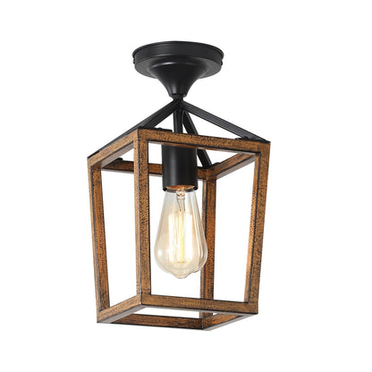 Rustic Wood Flush Mount Ceiling Light Fixture - Lusomart