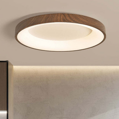 Round Wooden Ceiling Lamp with Soft LED Glow