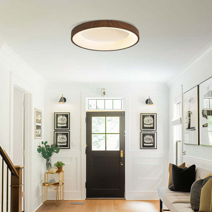 Round Wooden Ceiling Lamp with Soft LED Glow