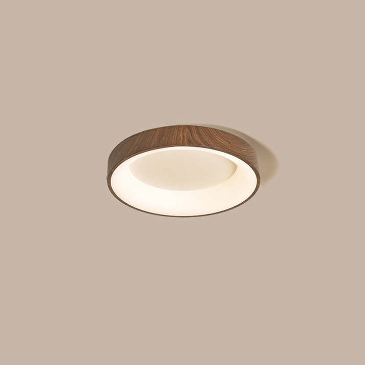 Round Wooden Ceiling Lamp with Soft LED Glow
