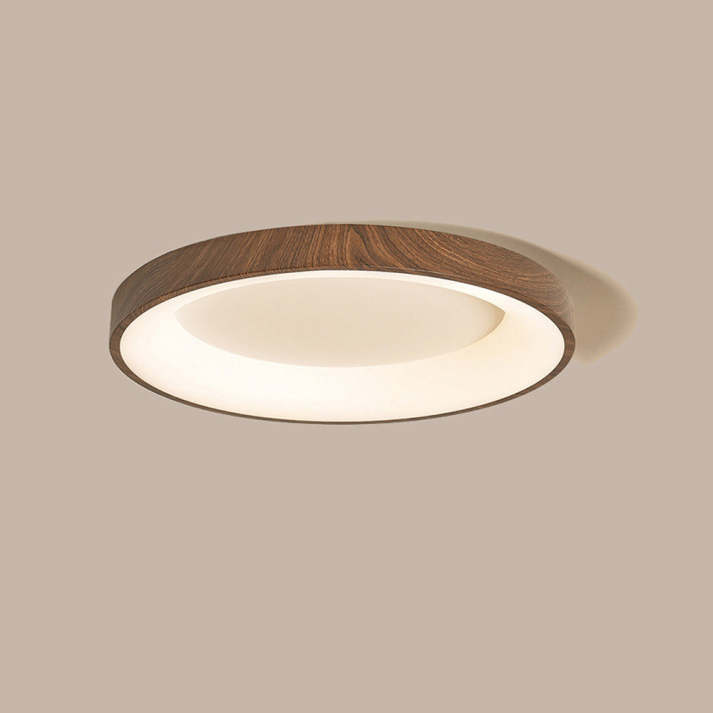 Round Wooden Ceiling Lamp with Soft LED Glow