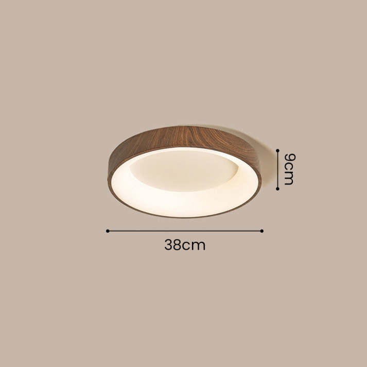 Round Wooden Ceiling Lamp with Soft LED Glow