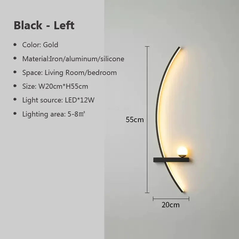 Modern Gold and Black Metal Outdoor Wall Lamp