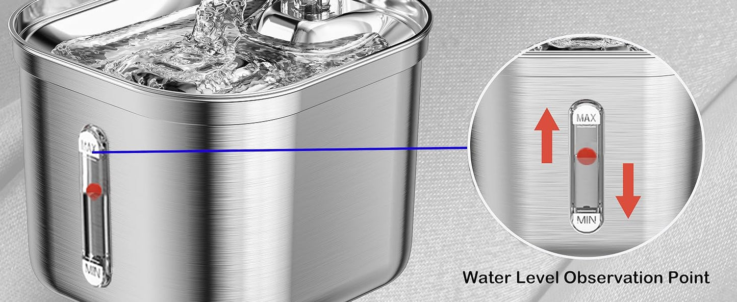 Pet Stainless Steel Automatic Cat Water Fountain