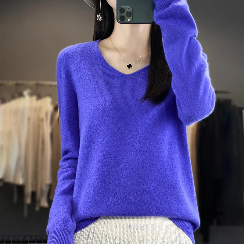 Soft Australian Merino Wool V-Neck Sweater