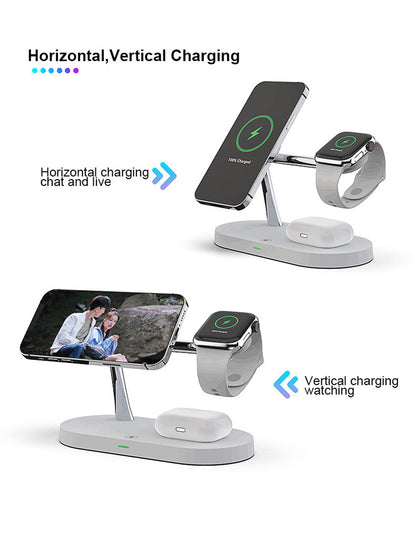 Compact 5-in-1 Phone Charging Dock with LED Nightlight