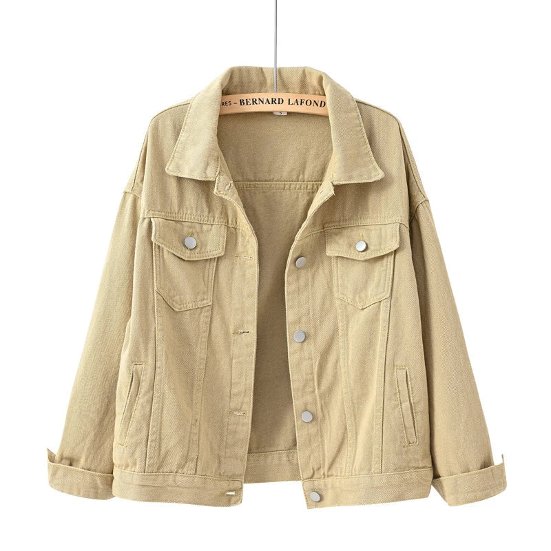 Classic Women's Denim Jacket Button Front Casual Wear