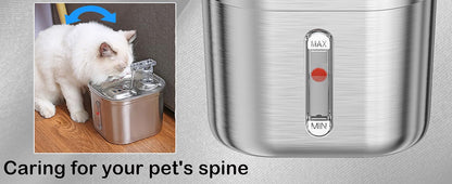 Pet Stainless Steel Automatic Cat Water Fountain