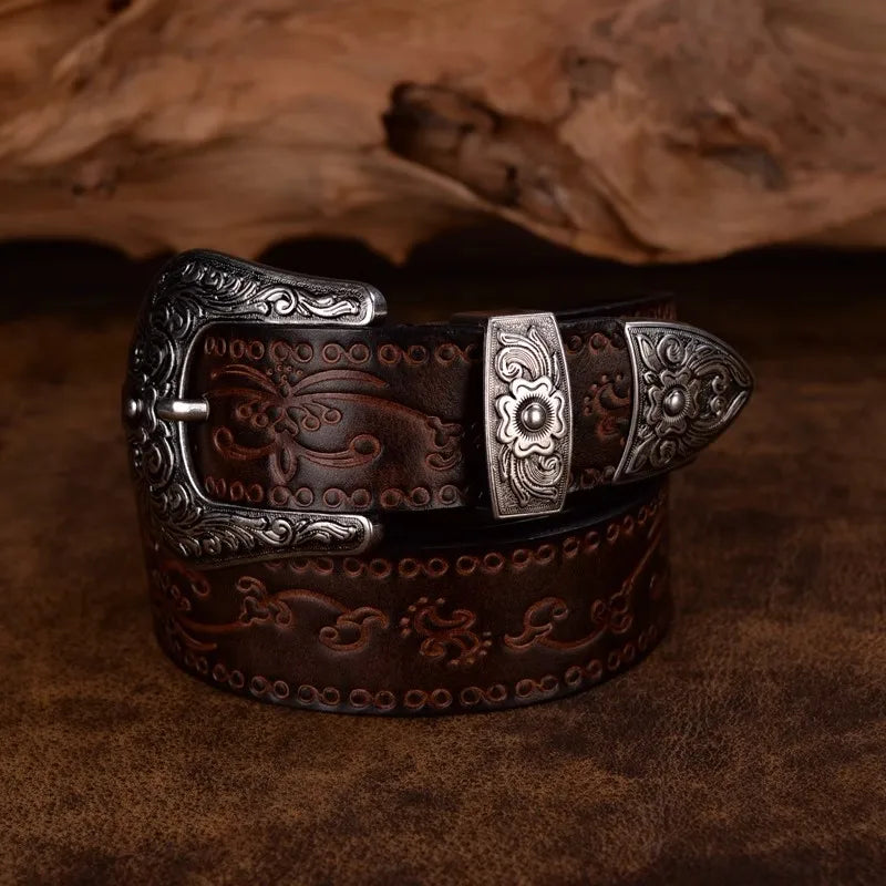 Rustic Leather Cowboy Belt