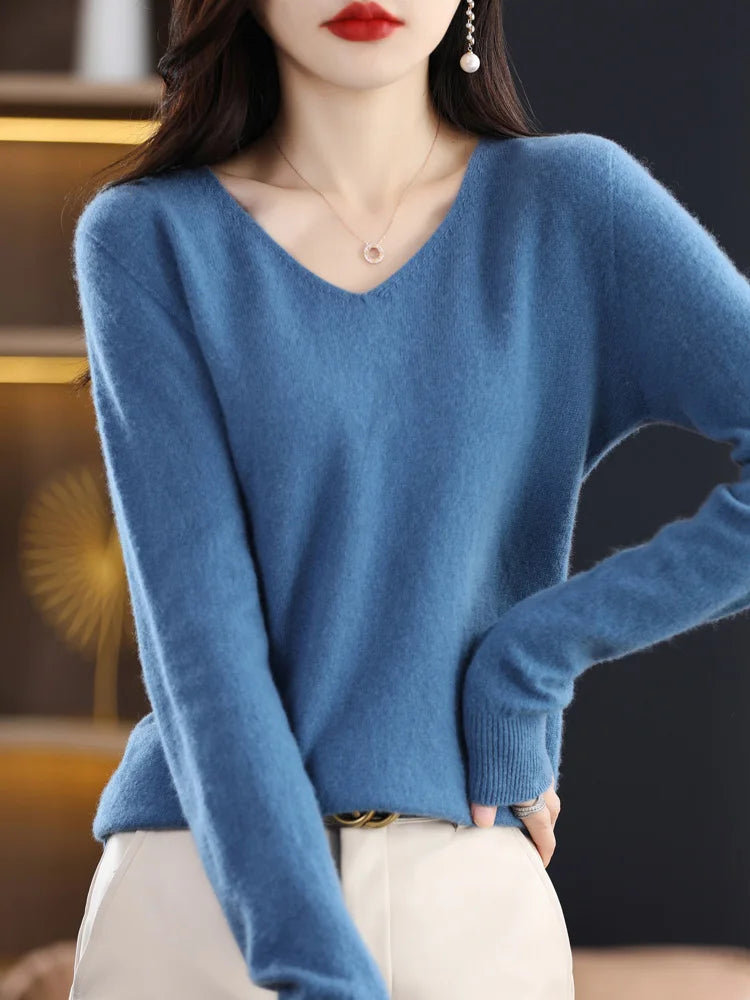 Soft Australian Merino Wool V-Neck Sweater