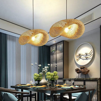 Natural Bamboo Hanging Light | Rustic Kitchen Pendant