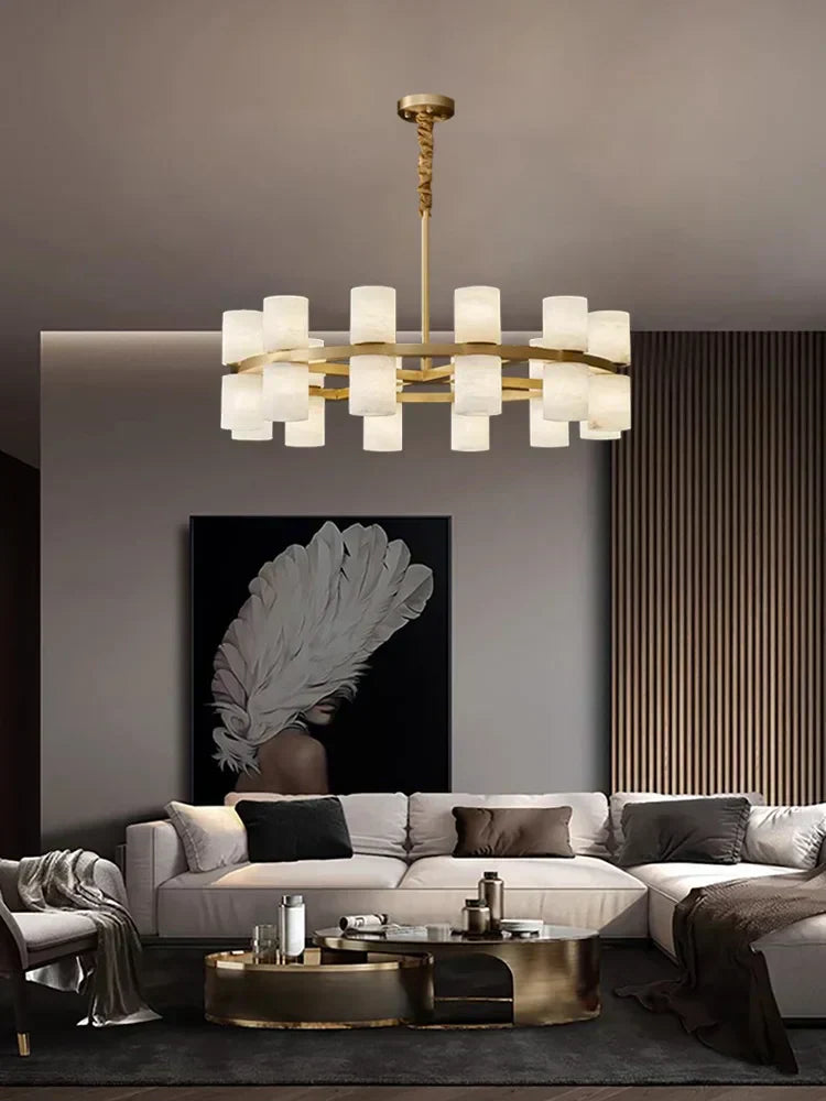 Elegant White Stone Table Lamp - Lusomart