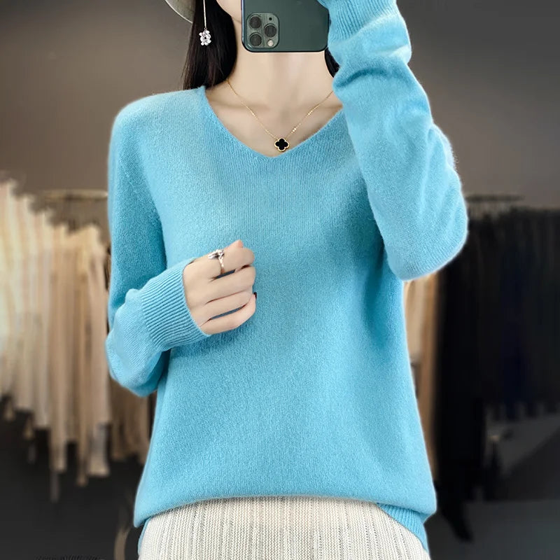 Soft Australian Merino Wool V-Neck Sweater