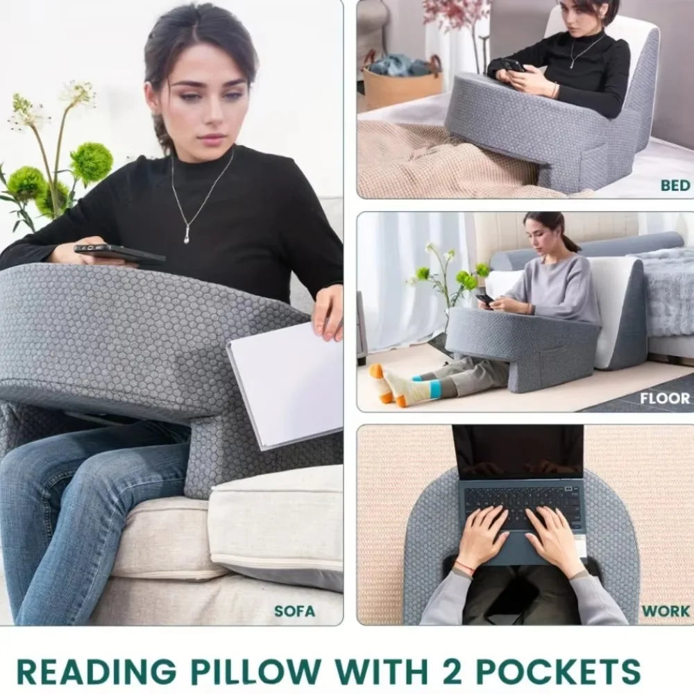 Comfortable Reading Pillow With Adjustable Arm Rest