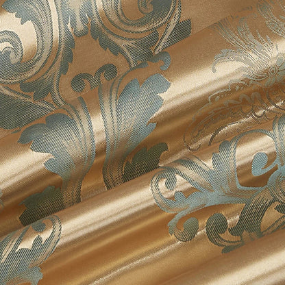 Luxury Gold Blue Satin Duvet Cover Set King Size